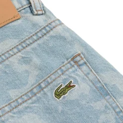 Hosen*Lacoste Straight Leg Print Motif Denim Jeans Washed Bleach