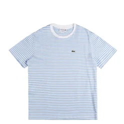 T-Shirts*Lacoste Striped Heavy Cotton T-Shirt White / Blue