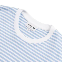 T-Shirts*Lacoste Striped Heavy Cotton T-Shirt White / Blue