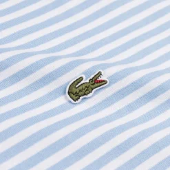 T-Shirts*Lacoste Striped Heavy Cotton T-Shirt White / Blue