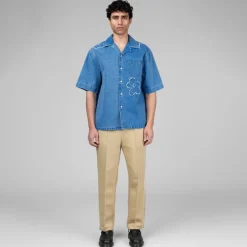 Hemden*Marni Bowling Shirt With Dillies Patch Details Cobalt