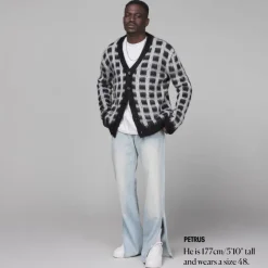Knitwear*Marni Brushed Check Fuzzy Wuzzy Cardigan Black