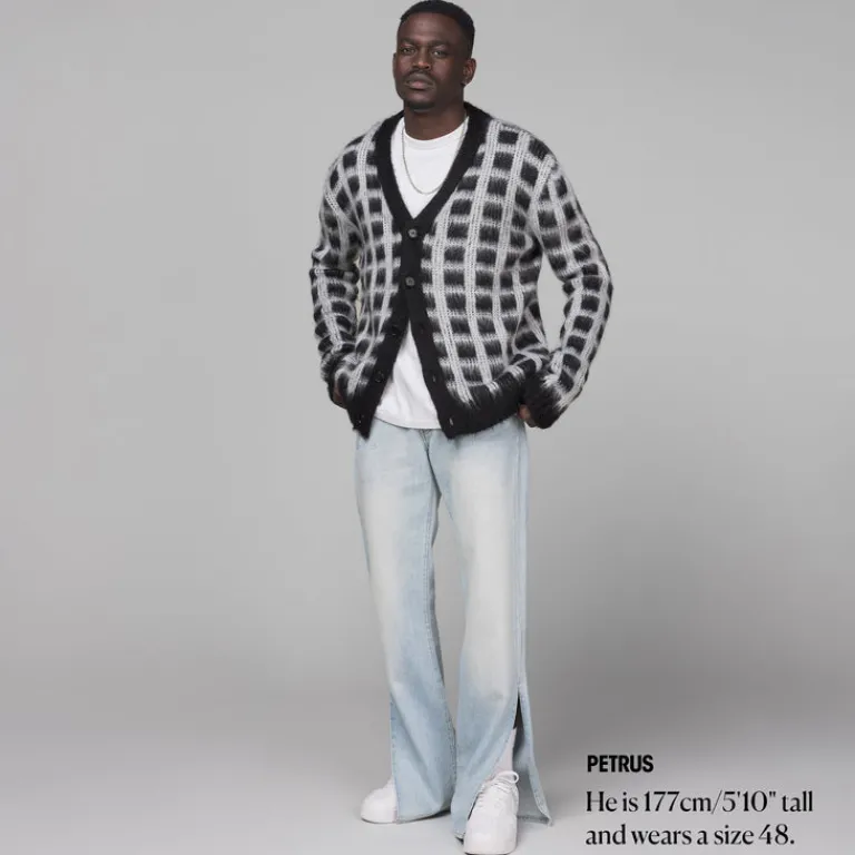 Knitwear*Marni Brushed Check Fuzzy Wuzzy Cardigan Black