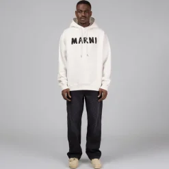 Hoodies*Marni Crayon Logo Print Sweatshirt Natural White