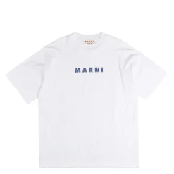 T-Shirts*Marni Printed Stripes Logo T-Shirt Lily White