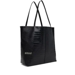 Taschen*Metalwood Metal Logo Stud Croc Tote Black