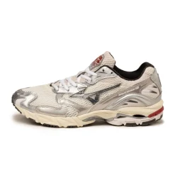 Vegane Sneaker|Retro Runner*Mizuno Wave Rider 10 Snow White / Black Sand / Rythmic Red