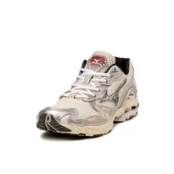 Vegane Sneaker|Retro Runner*Mizuno Wave Rider 10 Snow White / Black Sand / Rythmic Red