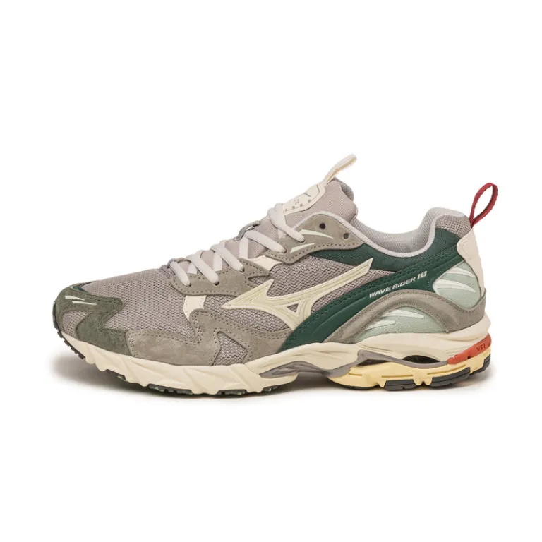 Leder Sneaker|Retro Runner*Mizuno Wave Rider 10 Opal Gray / Pristine / Bistro Green