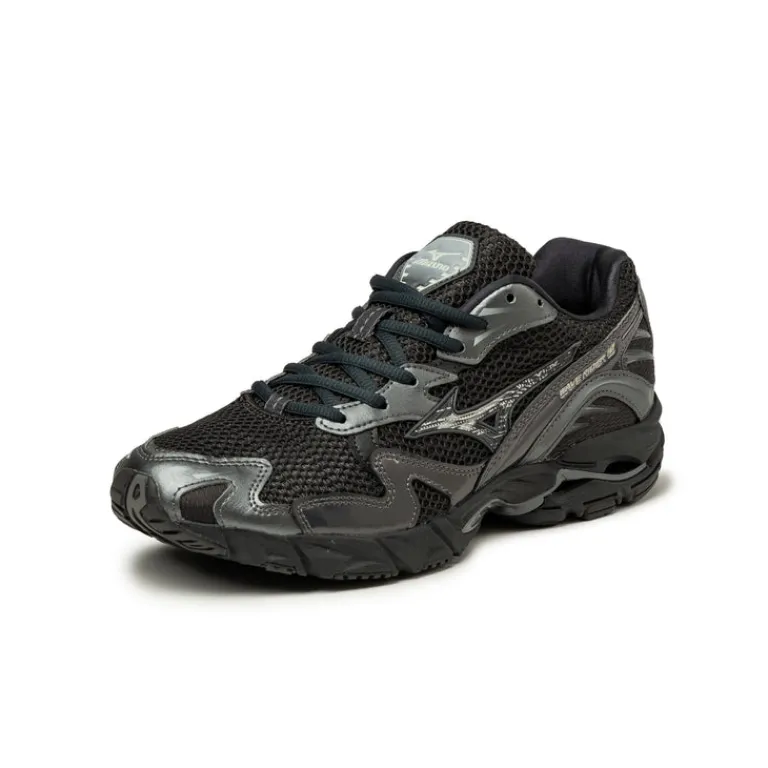 Leder Sneaker|Retro Runner*Mizuno Wave Rider 10 Sport Black Sand / Black Sand / Metallic Gray
