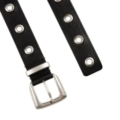 Gürtel*Molebo Metal Leather Belt Black Leather