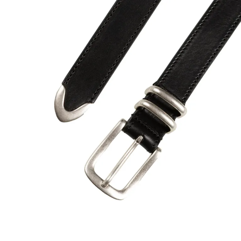 Gürtel*Molebo Refined Double Loop Leather Belt Black