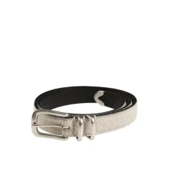 Gürtel*Molebo Refined Double Loop Ponyhair Belt White