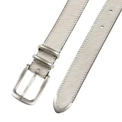 Gürtel*Molebo Refined Double Loop Ponyhair Belt White