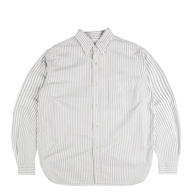 Hemden*Nanamica Button Down Stripe Wind Shirt White