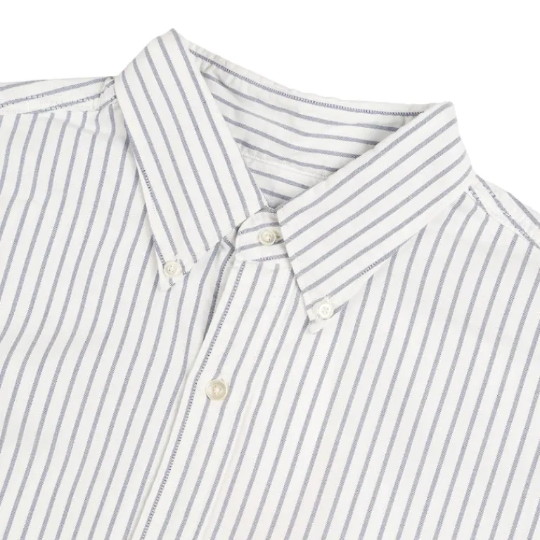 Hemden*Nanamica Button Down Stripe Wind Shirt White