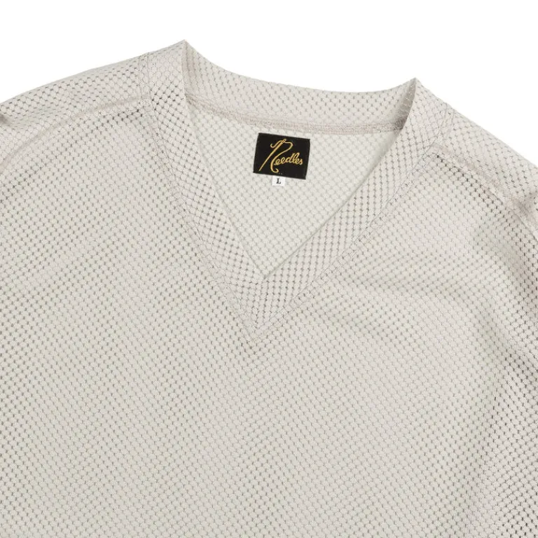 T-Shirts*Needles L/S V-Neck Tee - Raschel Lace Light Grey