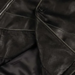Jacken*New Amsterdam Surf Association Leather Jacket Boxy Fit Washed Black