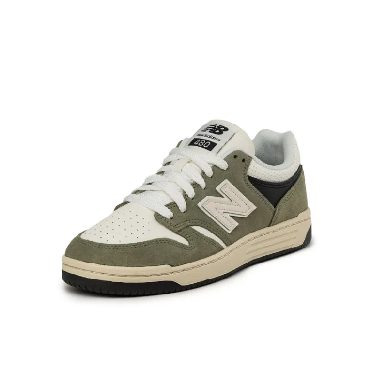 Leder Sneaker|Terrace Casual Sneaker*New Balance BB480PEO Dark Olivine / Sea Salt