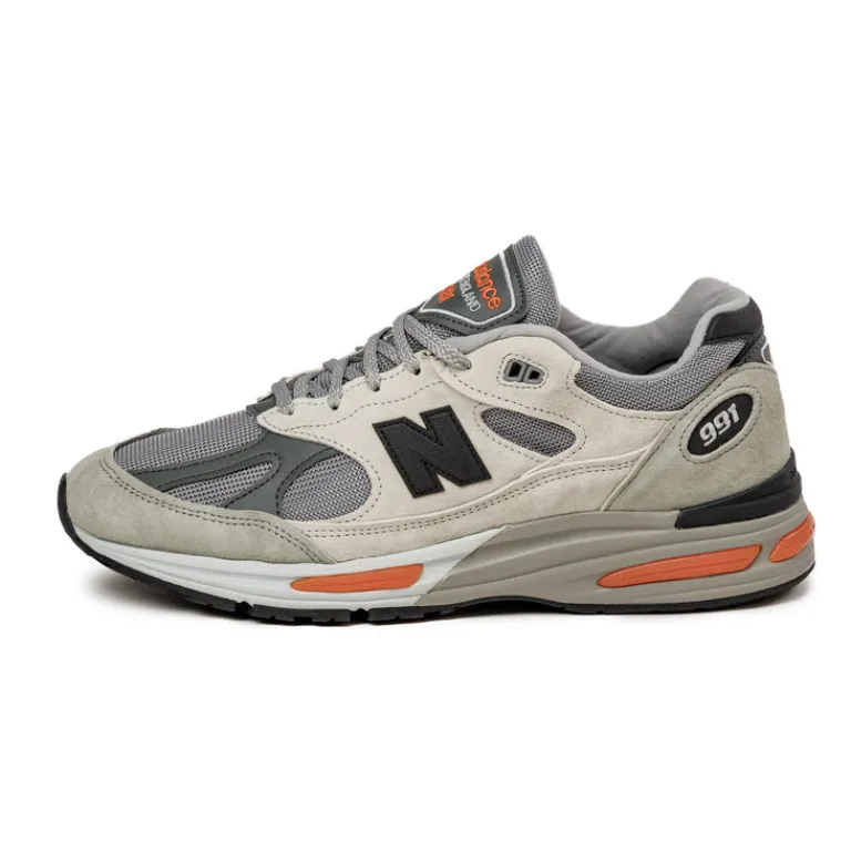 Leder Sneaker|Retro Runner*New Balance U991BS2 *Made in England* Pelican / Abbey Stone / Persimmon Orange / Flint Gray