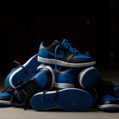 Leder Sneaker*Jordan Nike Air 1 Low 85 Black / Varsity Royal / Summit White