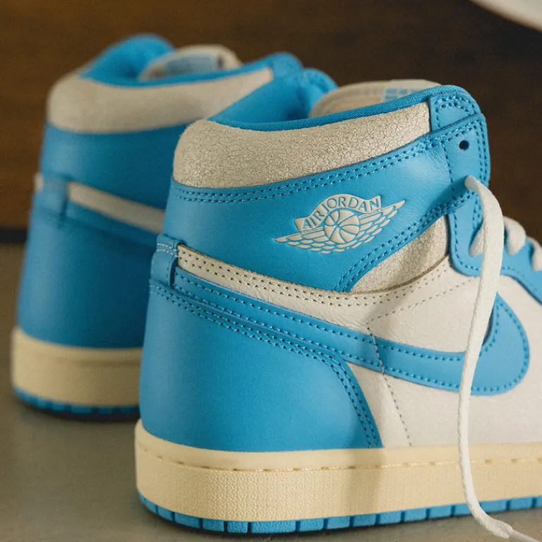 High-Top Sneaker|Leder Sneaker*Jordan Nike Air 1 Retro High OG *UNC Reimagined* Dark Powder Blue / Dark Powder Blue / Sail