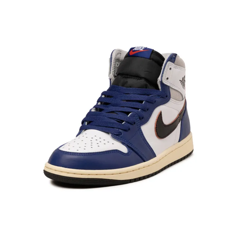 High-Top Sneaker|Leder Sneaker*Jordan Nike Air 1 Retro High OG *Rare Air* White / Black / Neutral Grey / Deep Royal Blue / Muslin