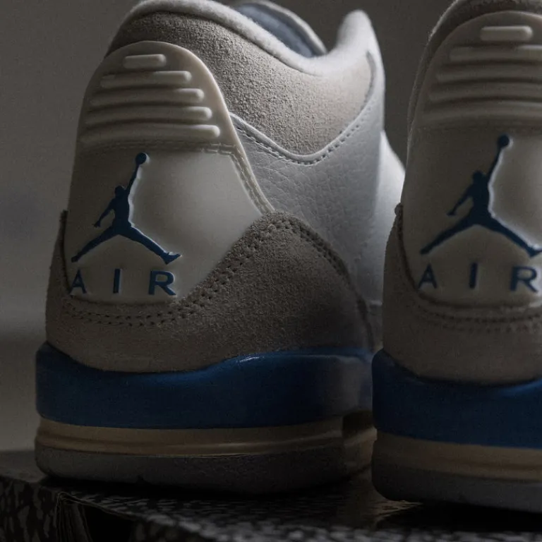 Leder Sneaker|High-Top Sneaker*Jordan Nike Air 3 Retro *Lucky Shorts* *GS* Summit White / Hdydrogen Blue / Legend Blue