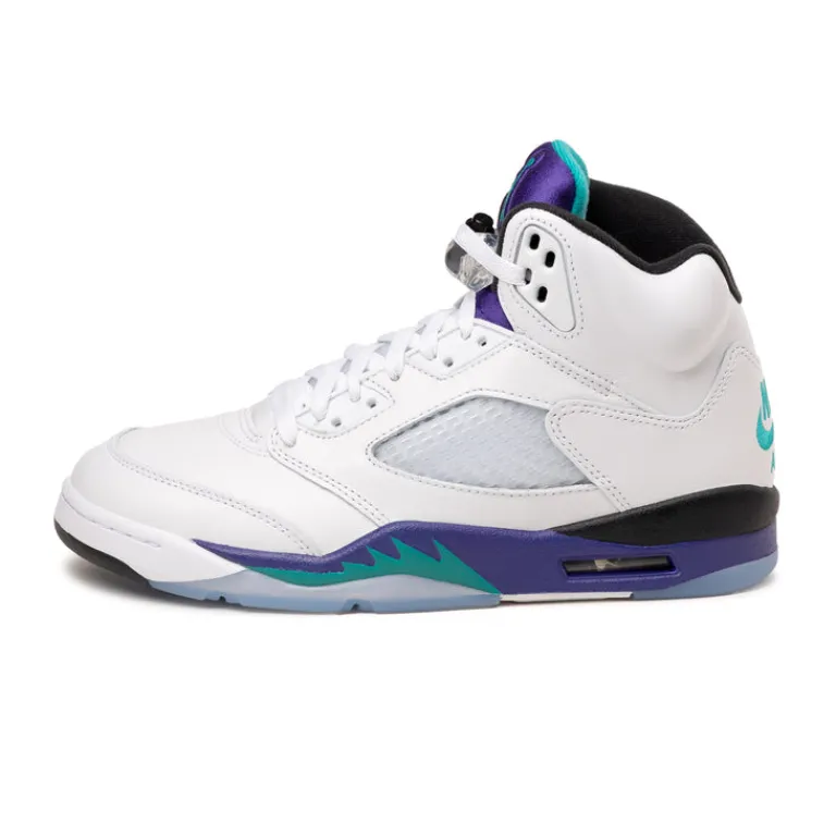High-Top Sneaker|Leder Sneaker*Jordan Nike Air 5 Retro OG *Grape* White / New Emerald / Grape Ice / Black