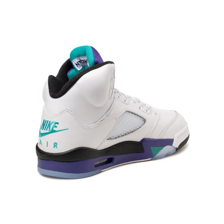 High-Top Sneaker|Leder Sneaker*Jordan Nike Air 5 Retro OG *Grape* White / New Emerald / Grape Ice / Black