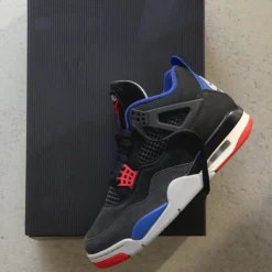 High-Top Sneaker|Leder Sneaker*Jordan Nike Air 4 Retro *Rare Air* Black / Fire Red / Deep Royal Blue
