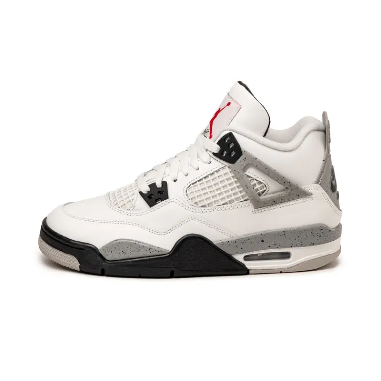 High-Top Sneaker|Leder Sneaker*Jordan Nike Air 4 Retro *White Cement* *GS* Summit White / Fire Red / Tech Grey / Black