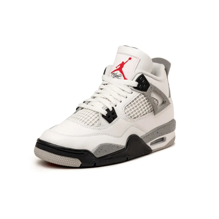 High-Top Sneaker|Leder Sneaker*Jordan Nike Air 4 Retro *White Cement* *GS* Summit White / Fire Red / Tech Grey / Black