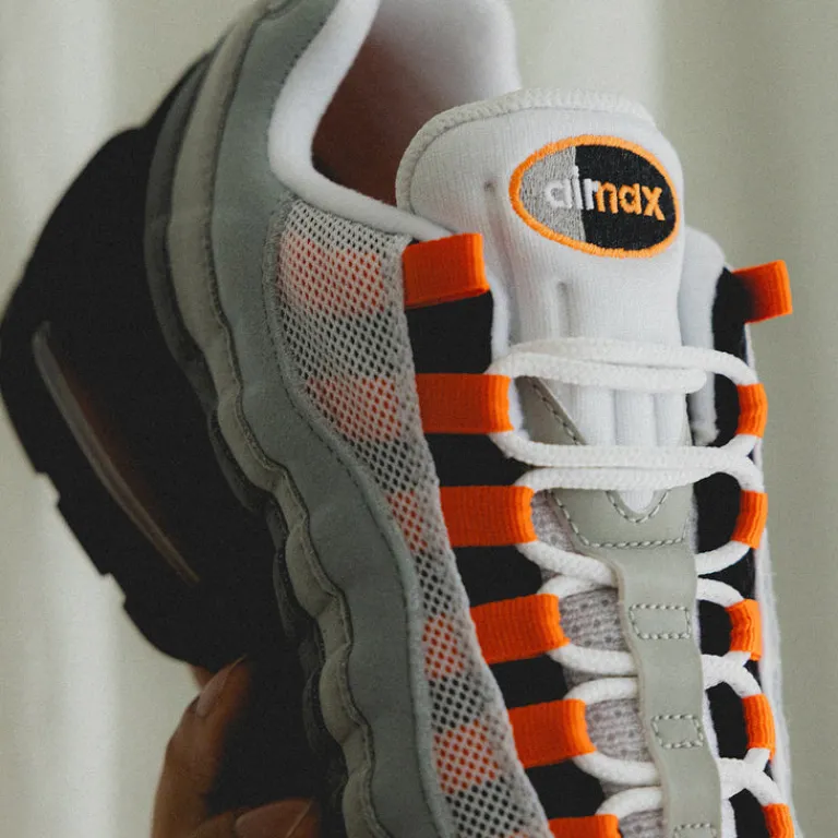 Leder Sneaker|Retro Runner*Nike Air Max 95 *Big Bubble* Black / Bright Mandarin / Clear Grey