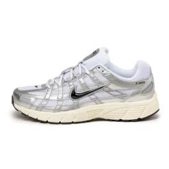 Leder Sneaker|Retro Runner*Nike P-6000 White / Black / Metallic Silver / Flat Silver