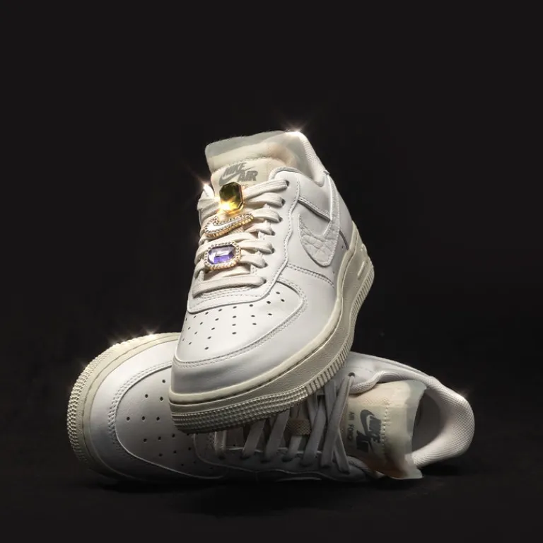 Leder Sneaker|Weiße Sneaker*Nike Wmns Air Force 1 Low PRM Summit White / Summit White / Sea Glass