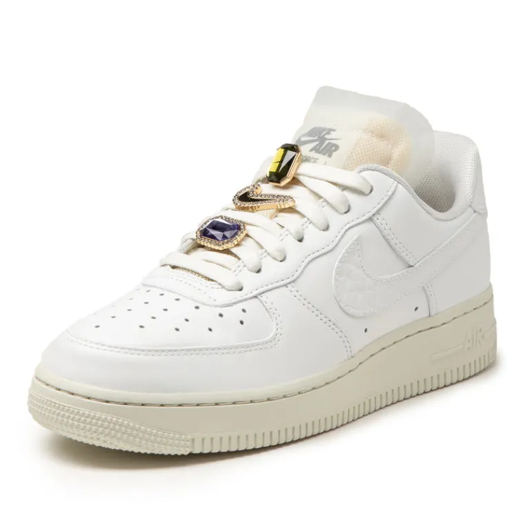 Leder Sneaker|Weiße Sneaker*Nike Wmns Air Force 1 Low PRM Summit White / Summit White / Sea Glass