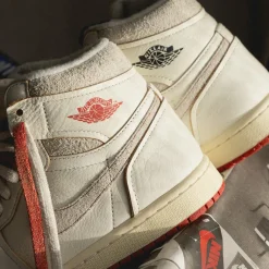 High-Top Sneaker|Leder Sneaker*Jordan Nike Wmns Air 1 Retro High OG *Rare Air Cinnabar* Sail / Cinnabar / Light Bone