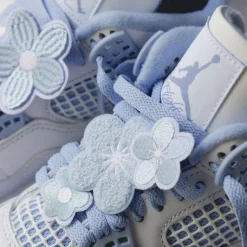 High-Top Sneaker|Leder Sneaker*Jordan Nike Wmns Air 4 Retro *Aluminum* White / Aluminium / Blue Tint / Oil Green