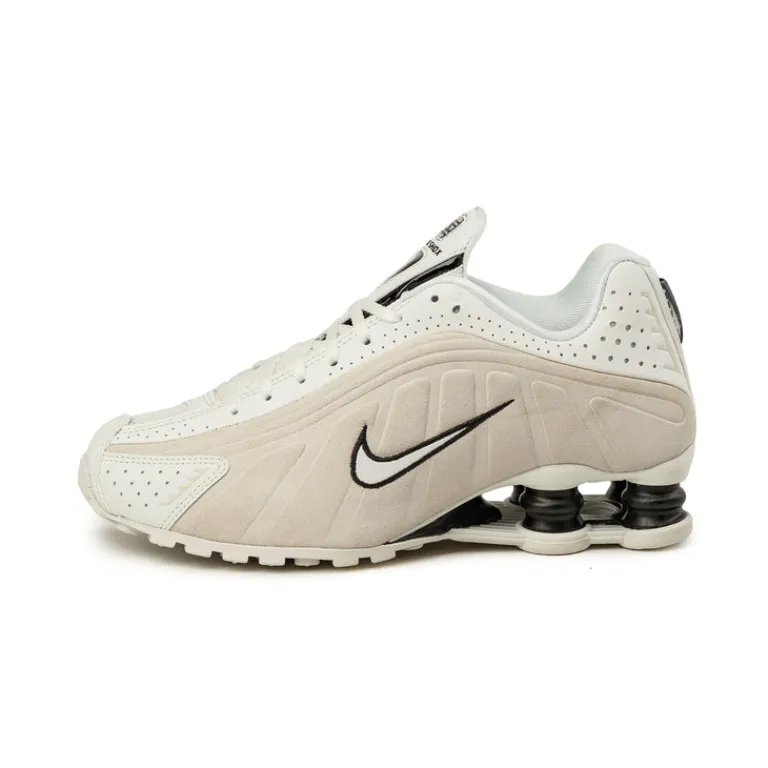 Leder Sneaker|Weiße Sneaker*Nike Wmns Shox R4 Summit White / Black / Light Orewood Brown