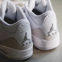 High-Top Sneaker|Leder Sneaker*Jordan NikeAir 3 Retro *Pure Money* White / Metallic Silver / White