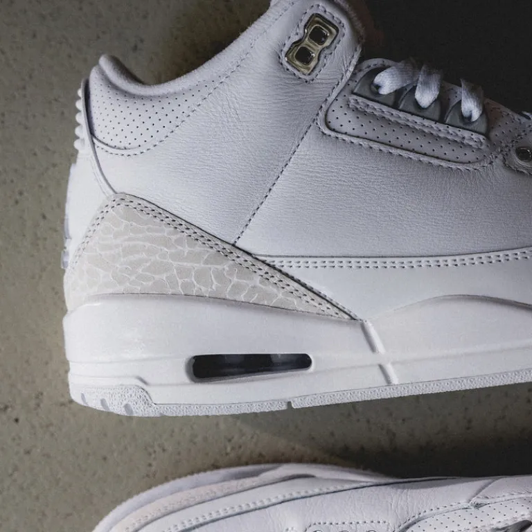 High-Top Sneaker|Leder Sneaker*Jordan NikeAir 3 Retro *Pure Money* White / Metallic Silver / White
