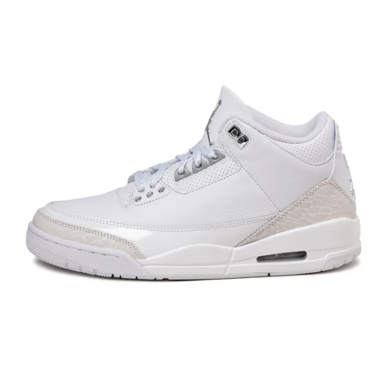 High-Top Sneaker|Leder Sneaker*Jordan NikeAir 3 Retro *Pure Money* White / Metallic Silver / White