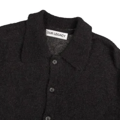 Crewnecks*Our Legacy Evening Polo Black Fuzzy Alpaca