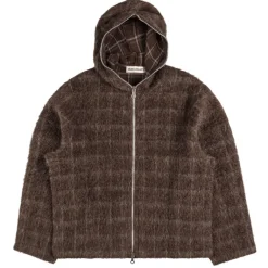 Crewnecks*Our Legacy Full Zip Hood Black Hairy Wool