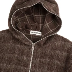 Crewnecks*Our Legacy Full Zip Hood Black Hairy Wool