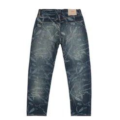 Hosen*Patta Leaves Laser Printed Denim Jeans Blue Denim