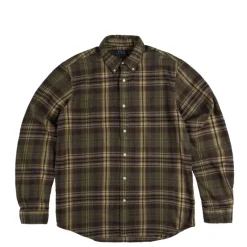 Hemden*Polo Ralph Lauren Custom Fit Plaid Brushed Flannel Shirt Olive / Brown Multi