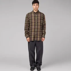 Hemden*Polo Ralph Lauren Custom Fit Plaid Brushed Flannel Shirt Olive / Brown Multi