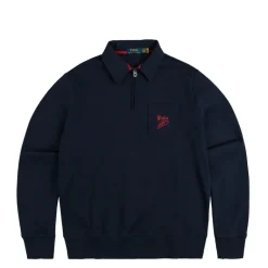 Crewnecks*Polo Ralph Lauren Double-Knit Mesh Collared Sweatshirt Cruise Navy Multi